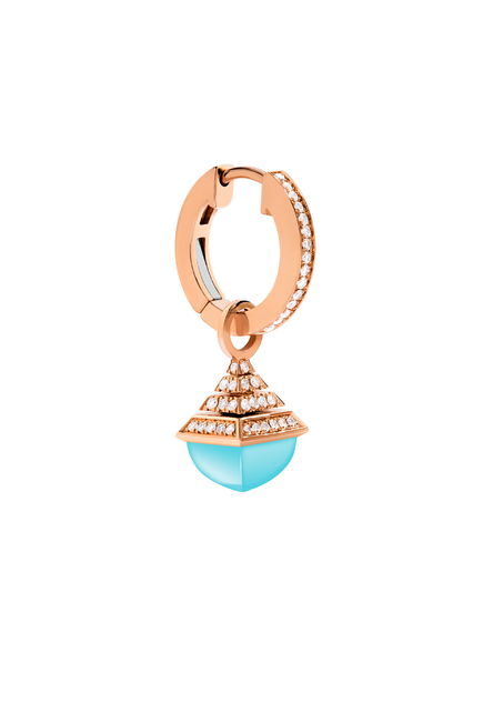 Cleo Mini Rev Earrings, 18k Rose Gold with Blue Chalcedony & Diamonds