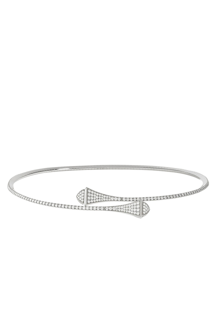 Cleo Full Diamond Slip-On Necklace, 18k White Gold & Diamonds