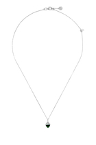 Cleo Mini Rev Necklace, 18k White Gold, Green Agate & Diamond