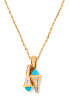 Cleo Diamond Huggie Pendant, 18K Yellow Gold with Turquoise Stone & Diamonds