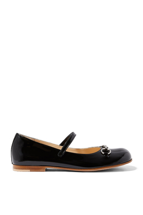 Kids Patent Leather Ballet Flats With Horsebit