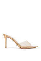 Elle 85 Plexi & Metallic Leather Mules