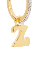 Z Charm Single Hoop Earring, 18k Gold Plated Sterling Silver & Cubic Zirconia