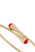 Cleo  Slim Bangle, 18k Yellow Gold with Red Agate & Diamonds