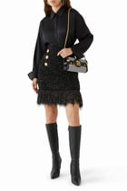 Fringed Embellished Tweed Mini Skirt