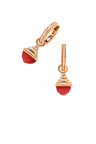 Cleo Rev Mini Diamond Drop Earrings, 18k Pink Gold, Diamonds & Red Agate