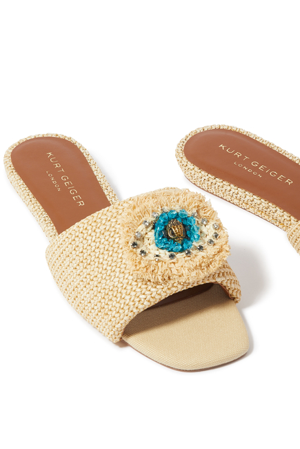 Embellished Raffia Mules