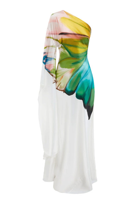 Mei One Shoulder Papillon Print Gown