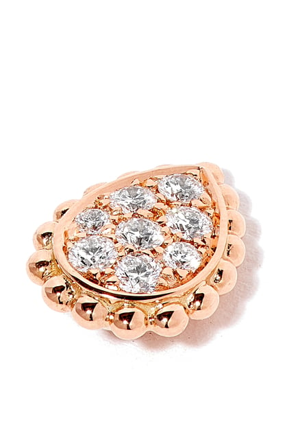 Serpent Bohème XS Motif Stud Earrings, Paved With Diamonds, in pink gold