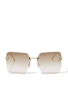 Fendi First Monogram Hardware Rimless Sunglasses