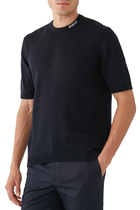 Silk Cotton T-Shirt with Intarsia