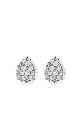 Serpent Bohème XS motif stud earrings, paved with diamonds, in white gold