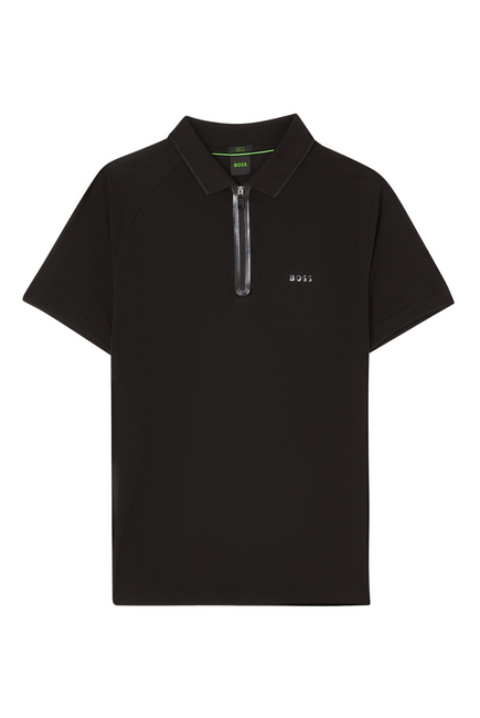 Zip-Neck Slim-Fit Polo Shirt