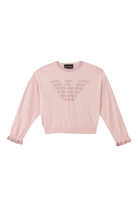 Emporio Armani Kids Felted-logo Cotton-jersey Sweatshirt, 53% OFF
