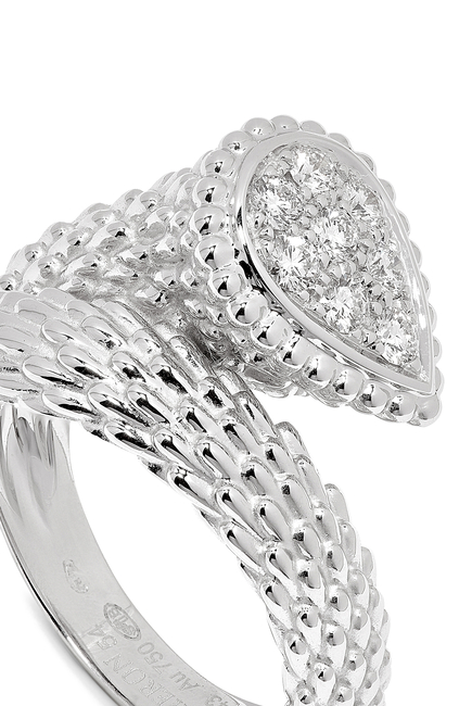 Serpent Bohème S Motif Diamond Ring, 18k White Gold & Diamonds
