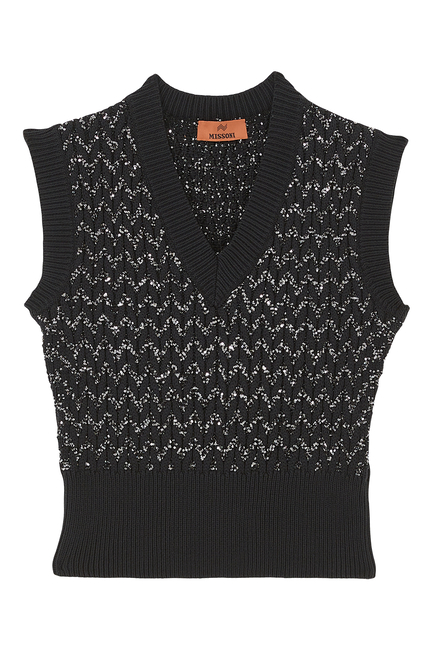 Sequin Cable Knit Gilet