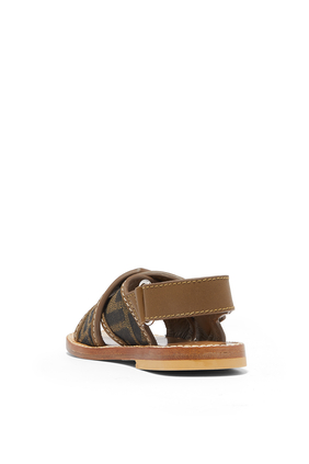 Kids Leather And Logo Canvas Sandals