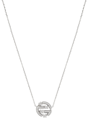 Avenues Mini Chain Necklace, 18k White Gold with Diamonds