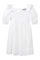 Kids Frill Sleeve Smock Cotton Dress