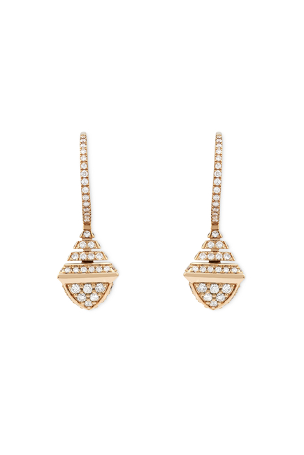 Cleo Mini Rev Earrings, 18k Rose Gold with Full Diamonds