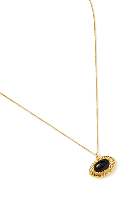 Wavy Ridge Pendant Necklace, 18K Gold-Plated Brass