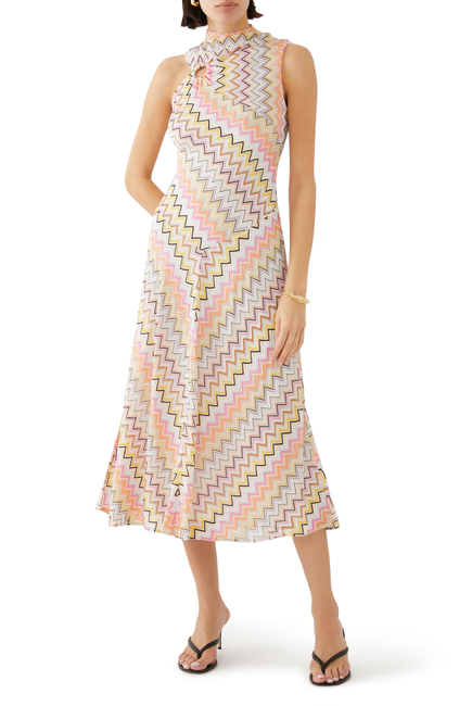 Zigzag Raschel Midi Dress