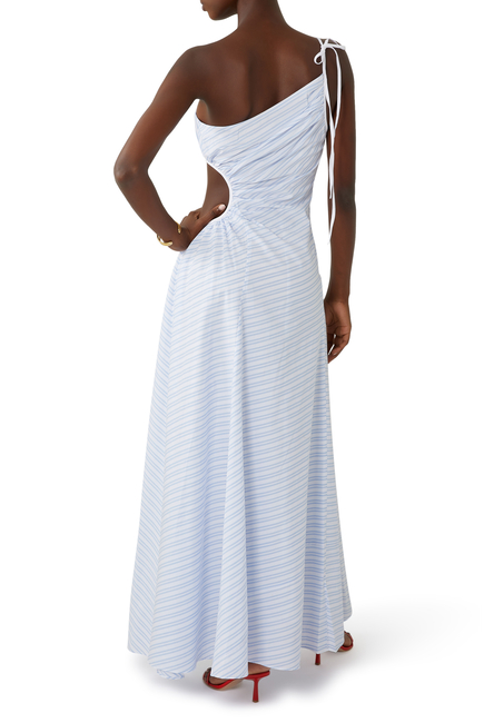 Jayla One-Shoulder Cut-Out Striped Maxi Dress