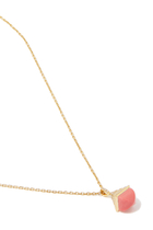 Cleo Mini Rev Pendant, 18k Yellow Gold with Pink Coral & Diamonds