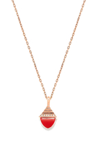 Cleo Mini Rev Pendant, 18k Rose Gold with Red Coral & Diamonds