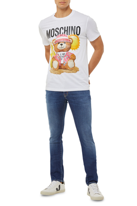 Surfer Teddy Bear Organic Cotton T-Shirt