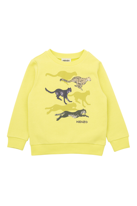 Cheetah Print Cotton Blend Sweatshirt