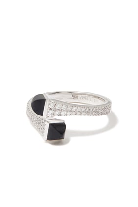 Cleo  Slim Ring, 18k White Gold with Black Onyx & Diamonds