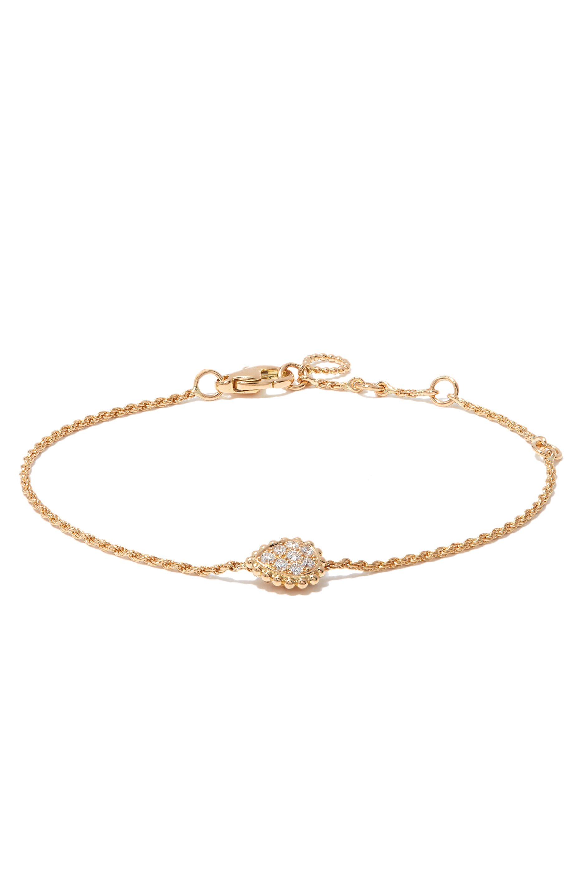 Boucheron 18kt yellow gold Serpent Bohème diamond and mother-of-pearl XS motif bracelet - Yg