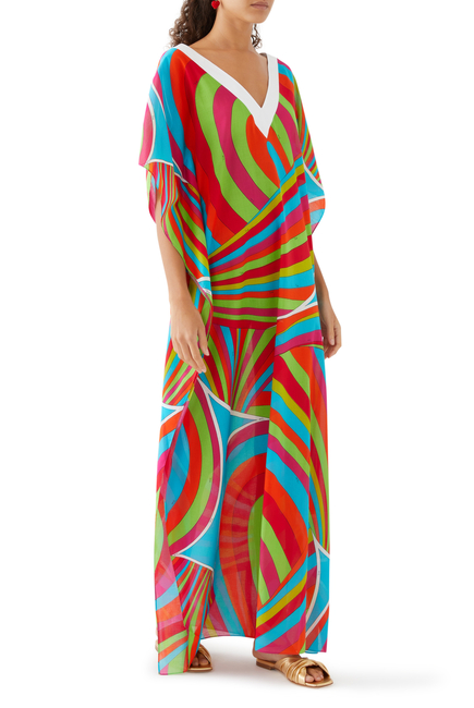 Iride-Print Kaftan Dress