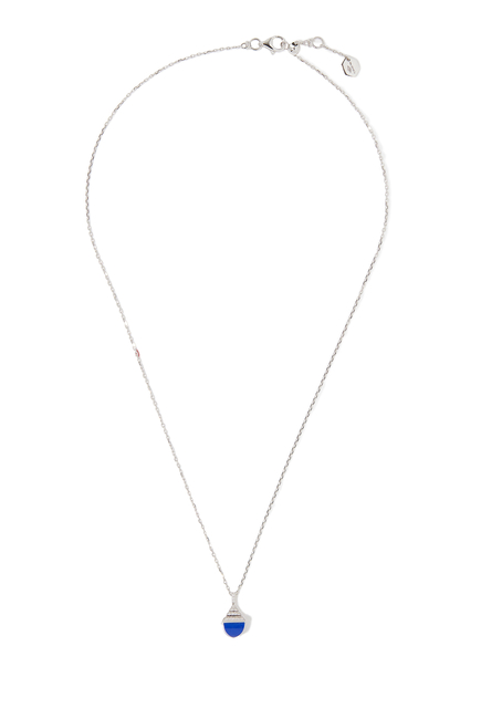 Cleo  Mini Rev Pendant, 18k White Gold with Lapiz Lazuli & Diamonds