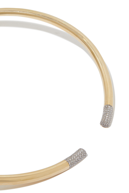 Tube Necklace, 14K Yellow Gold & Diamonds