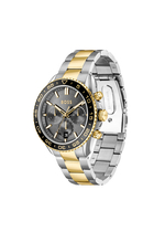Runner Two-Tone Link-Bracelet Chronograph Watch With Grey Dial