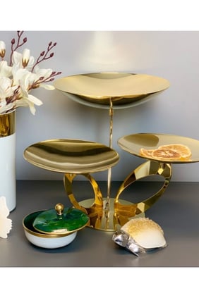 Gold-Plated Rotating Stand With 3 Plates