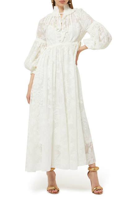 Buy Zimmermann Tropicana Lantern Midi Dress for Womens | Bloomingdale's UAE