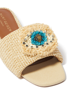 Embellished Raffia Mules