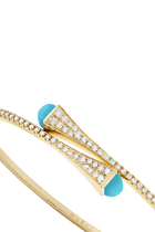 Cleo Slim Bangle, 18k Yellow Gold with Turquoise & Diamonds