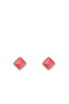 Cleo Pyramid Stud Pink Coral & Rose Gold Earrings