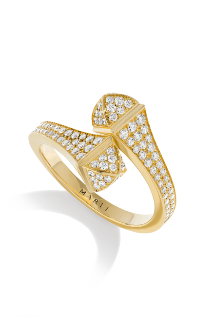Cleo Midi Slim Ring, 18k Yellow Gold & Diamonds