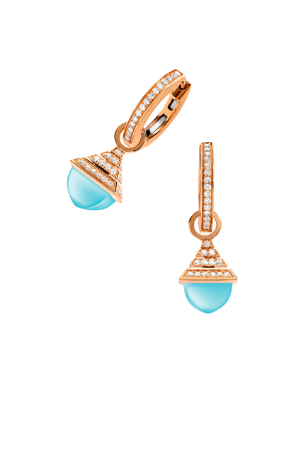 Cleo Mini Rev Earrings, 18k Rose Gold with Blue Chalcedony & Diamonds