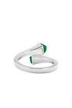 Cleo Slim Ring, 18K White Gold with Green Agate & Diamonds