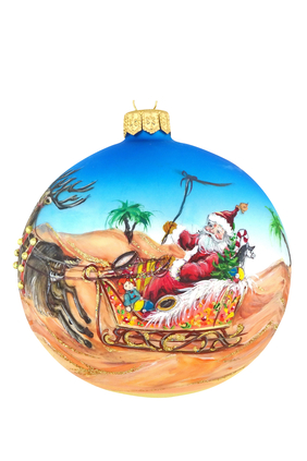 Santa On Sleigh Dubai Landscape Christmas Tree Bauble