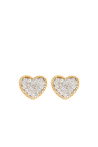 Baby Coeur Stud Earrings, 9k Yellow Gold & Diamonds