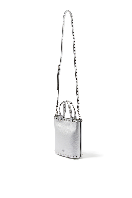 Rockstud Grain-Texture Bucket Bag