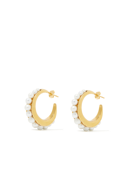 Graine de Gemmes Hoop Earrings, 24k Gold-Plated Brass