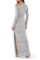 Zizgag Knit Sequin Long Dress
